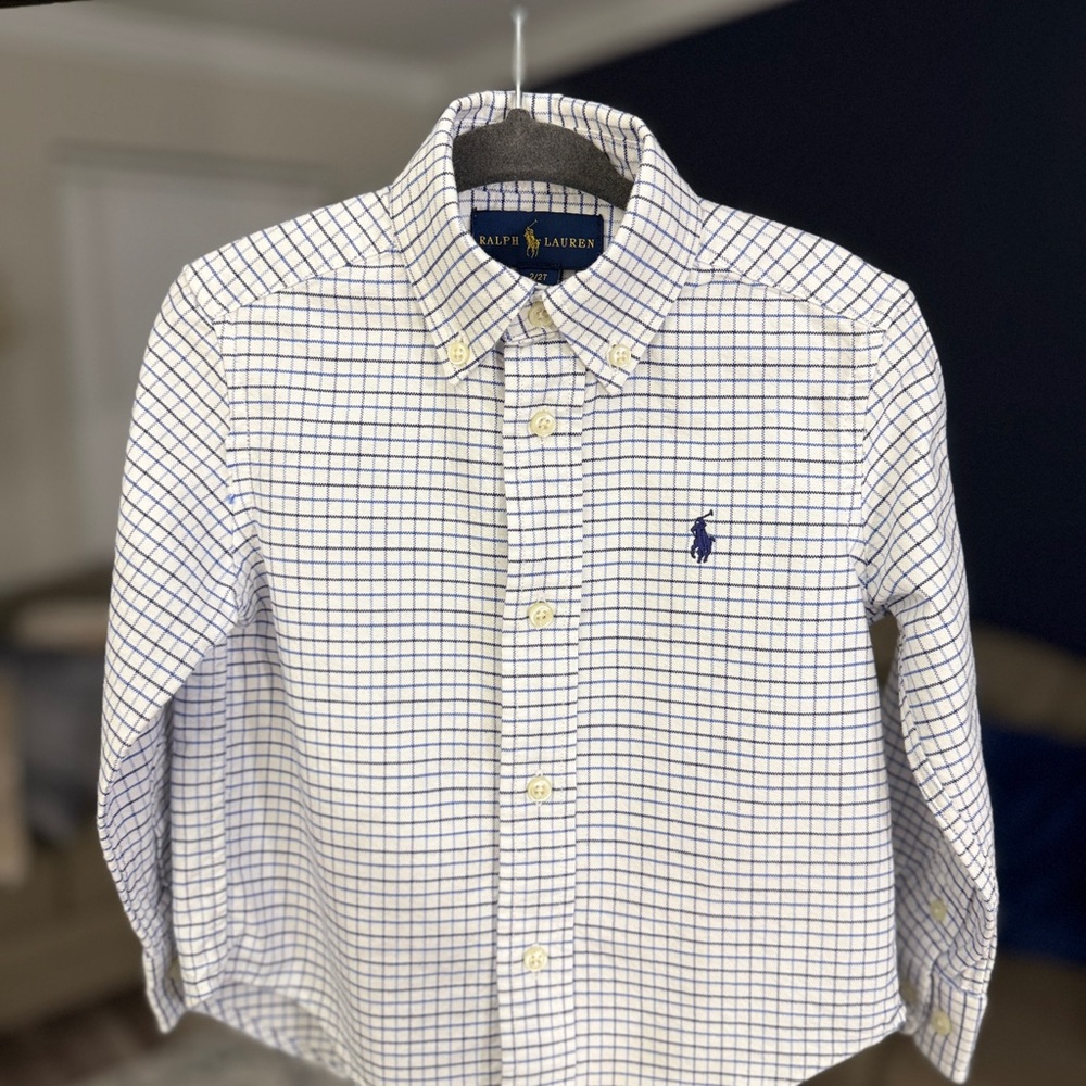 Ralph Lauren Blue and White Plaid Shirt